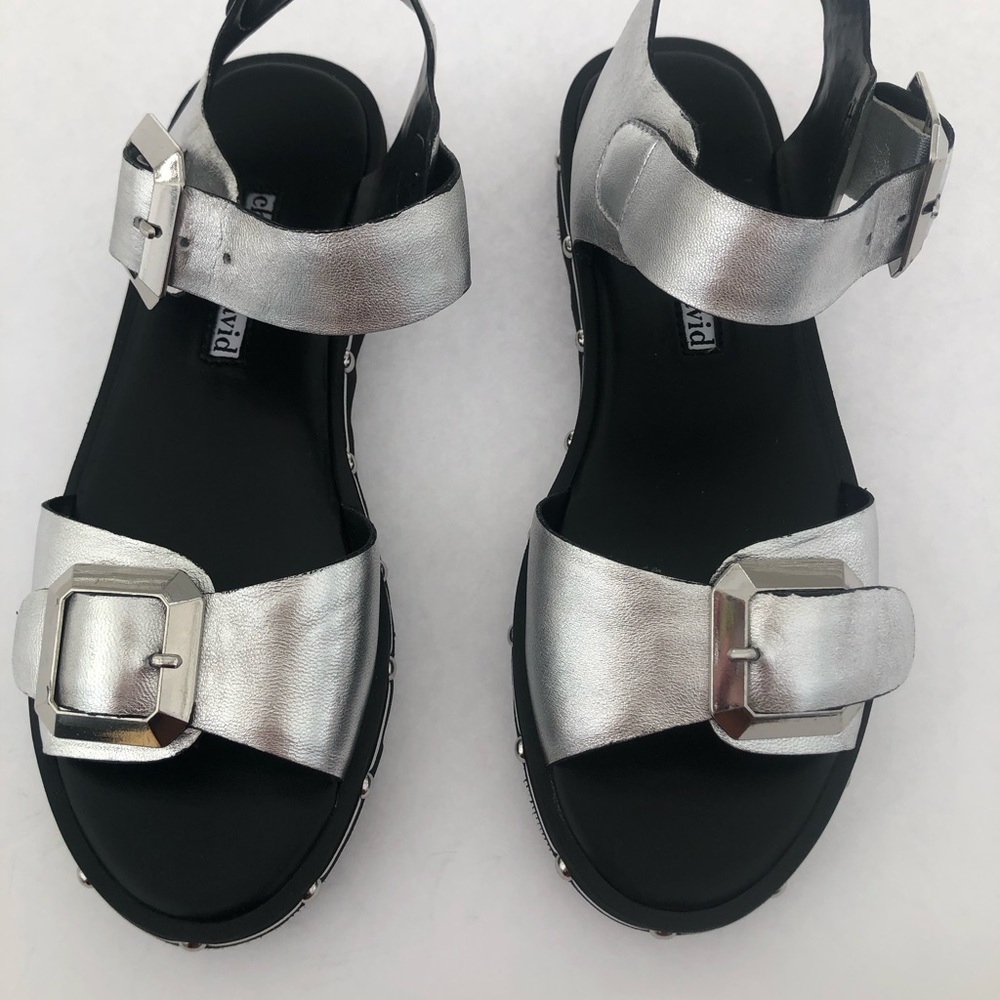 Charles David leather silver sandals size 5 1/2 M